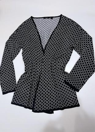 Женский кардиган черный без застежек свободного кроя черно-белый вискоза акрил кофта на запах