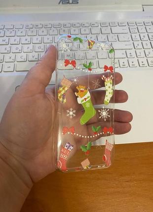 Iphone (айфон) 7/8 чехол новогодний, зимний силикон прозрачный