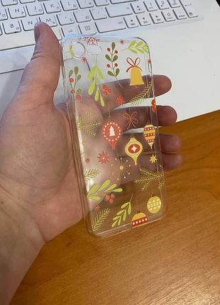 Iphone (айфон) 7/8 чехол новогодний, зимний силикон прозрачный