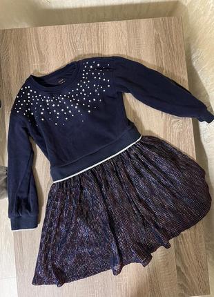 Сукня- світшот тепла святкова на дівчинку 8 років стрази люрекс