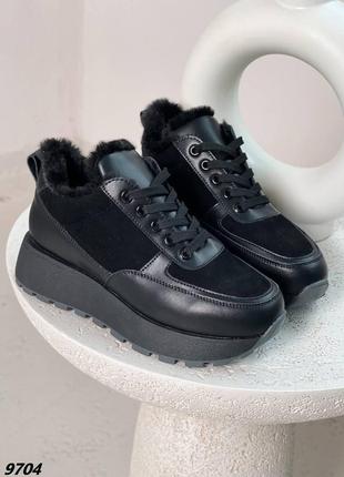 Кроссовки материал натуральная кожа + натуральная замша зима эко мех