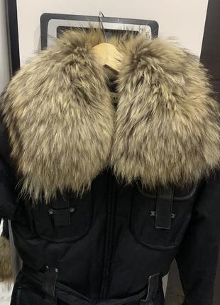 Куртка с енотом натуральный мех 42-44 размер черна5 фото