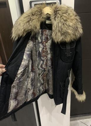 Куртка с енотом натуральный мех 42-44 размер черна3 фото