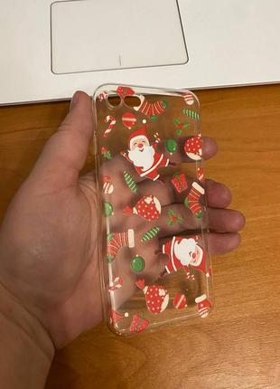 Iphone (айфон) 7/8 чехол новогодний, зимний прозрачный силикон мороз