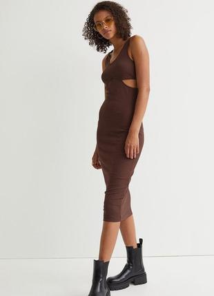 Женское платье макси.платье в рубчик.платье в трендовом шоколадном цвете