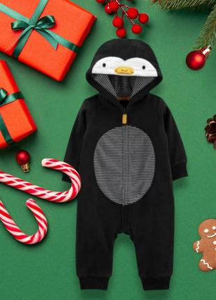Ромпер человечек картерс оригинал флисовый пингвин