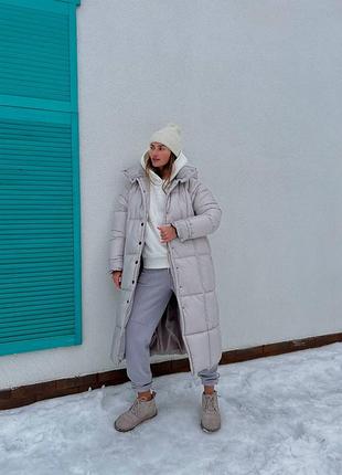 Дутый пуховик пальто с капюшоном