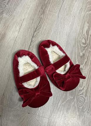 Бархатные тапочки нарядные пинетки на девочку потолка 18-19см