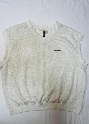 Жилетка h&m утепленная свет серый l мужская des sports6 фото