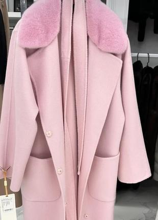 Пальто кашемир с норкою