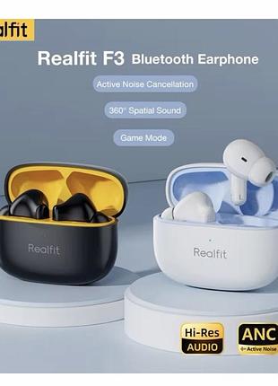 Bluetooth наушники realfit f3 с активным шумоподавлением. белые