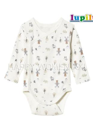 2-6 мес бодик для мальчика длинный рукав застежка на запах кимоно детский боди лонгслив распашонка