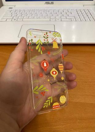 Iphone (айфон) 6 / 6s чехол новогодний, зимний прозрачный силикон