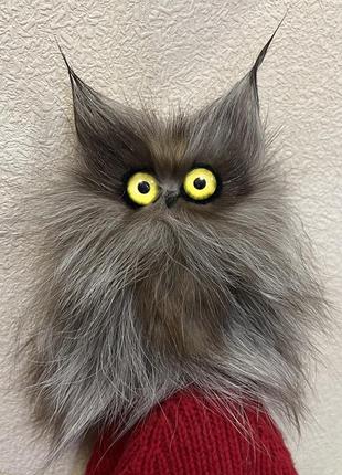 Сувенир сова с натурального меха
