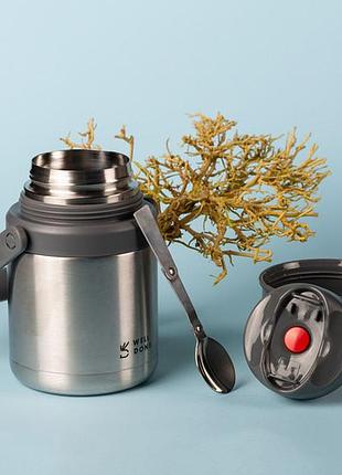 Вакуумный пищевой термос well done wd-7131s 1 литр с ложкой термос для еды на работу качественный термос