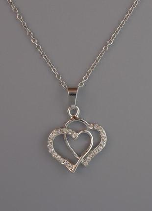 Подвеска на  цепочке сердце сердечки