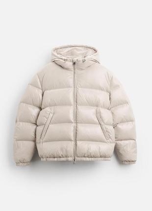 Пуховик чоловічий бежевий дутий zara new3 фото