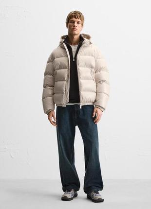 Пуховик чоловічий бежевий дутий zara new2 фото