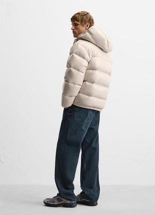 Пуховик чоловічий бежевий дутий zara new5 фото