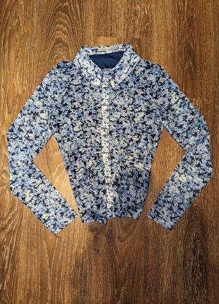 Дуже гарна сорочка рубашка блуза приталена у квіточку ніжна красива