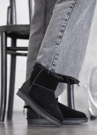 Женские черные короткие угги ugg, женские зимние угги ugg mini, женские теплые мини угги