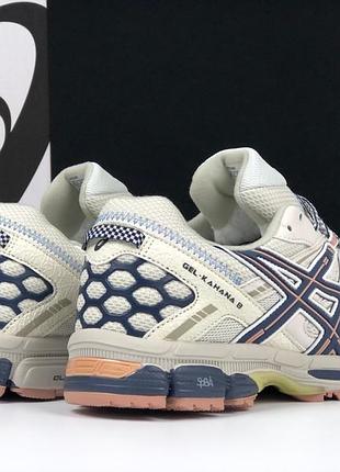 Кроссовки мужские теплые на меху asics gel kahana 8 бежевые с темно синим4 фото
