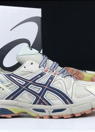 Кроссовки мужские теплые на меху asics gel kahana 8 бежевые с темно синим5 фото