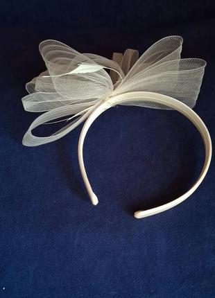 Обруч ободок с белым бантом и перьями в стиле гетсби, ретро, в стиле мафия, 30-40 годов