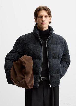 Куртка мужская серая жаккардовая zara new