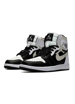 Женские кроссовки nike air jordan 1 high black white grey”