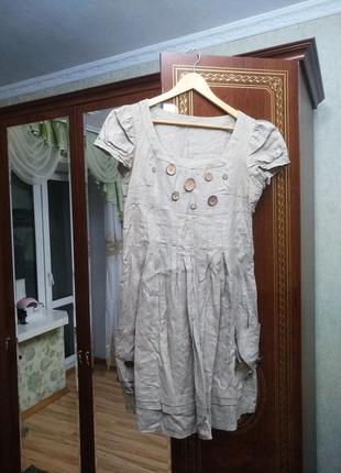 Летнее платье лён катон xl xxl