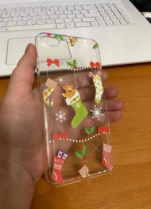 Iphone (айфон) 7 plus (7 плюс) чехол новогодний, зимний прозрачный силикон