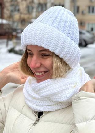 Шапка хомут вязаный женский