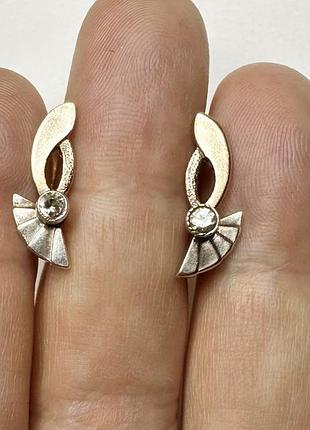 Серебряные серьги с позолотой 925 проба