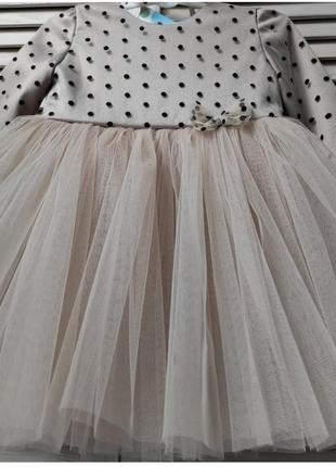 Сукня беж в горошок