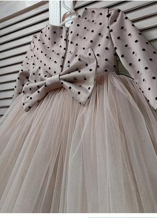 Сукня беж в горошок