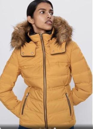 Куртка пуховик с капюшоном zara