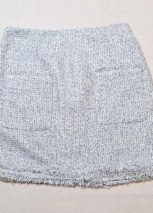 Твидовая мини юбка с золотой нитью