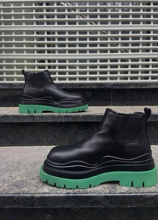 Кожаные зимние сапоги на флисе bottega vneta