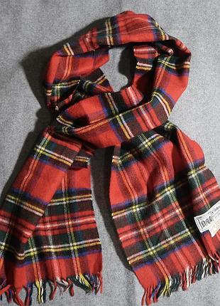 Шарф вінтаж червоний в клітинку кашемір вовна s.fisher 175 см х 24 см