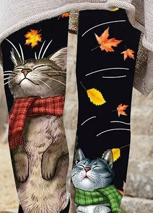 Милые детские лосины с принтом котиков. колготки для детей. эластичный пояс из трикотажа.