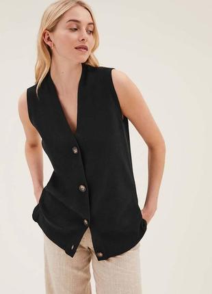 Хлопковый кардиган без рукавов/ жилет с v-образным вырезом m&amp;s collection