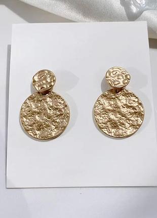 Серьги матовое золото круглые
