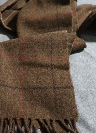 Шарф шерсть коричневый в клетку приятный на ощупь 142 х 30 см
