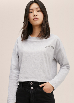 Жіночий лонгслів сірий mango xs-s, m-l