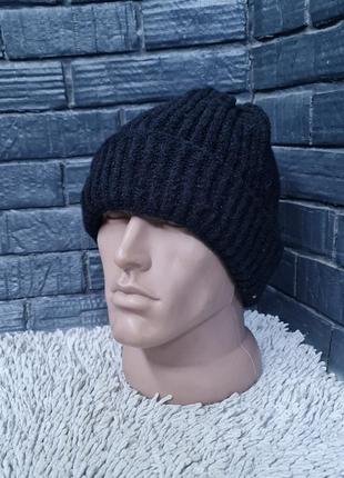 Зимова чорна шапка ferz із підворотомовна 40% альпака 10% акр. 50% 29353