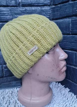 Зимняя желтая  шапка с подворотом north шерсть 50% акрил 50% 29357