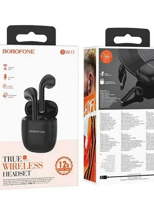 Бездротові навушники з мікрофоном у кейсі borofone bw17 чорний