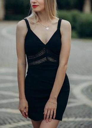 Платье сарафан вечернее черное мини