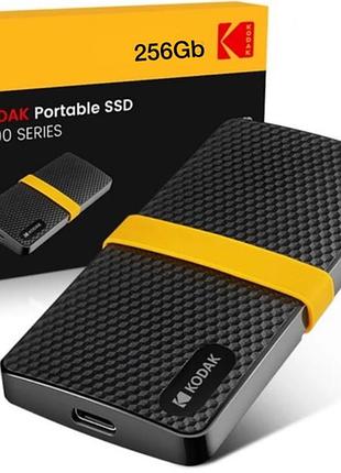 Зовнішній жорсткий ssd диск kodak x200 256/512gb/1t usb 3.1 black